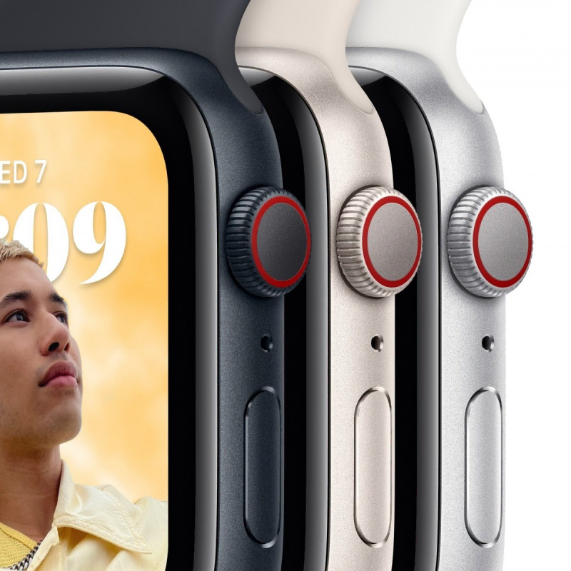 Apple Watch Series SE 2024 40mm Midnight Aluminum Case with Midnight Sand Sport Band, S/M (MXE73)