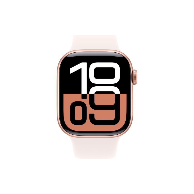 Apple Watch Series 10, 42 мм, алюминий цвета «розовое золото», спортивный ремешок цвета "Light Blush", M/L (MWWJ3)