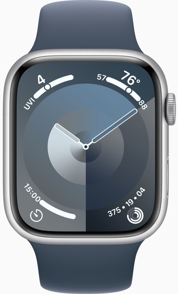 Apple Watch Series 9 GPS 41мм корпус из алюминия Серебро + ремешок Sport Band Штормовой синий