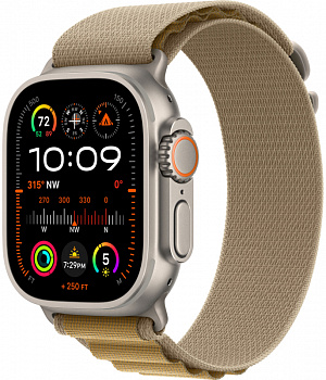 Apple Watch Ultra 2 GPS + Cellular, 49 мм, корпус из бежевого титана, ремешок Alpine цвета "загар", размер S (MREX3)