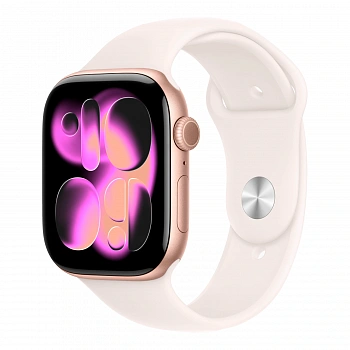 Apple Watch Series 11, 46 мм, алюминий цвета «Rose Gold», спортивный ремешок "Light Blush", M/L (MEV74)