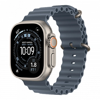 Apple Watch Ultra 3 49mm GPS + Cellular Natural Titanium Case Anchor Blue Ocean Band One Size (MEWH4)